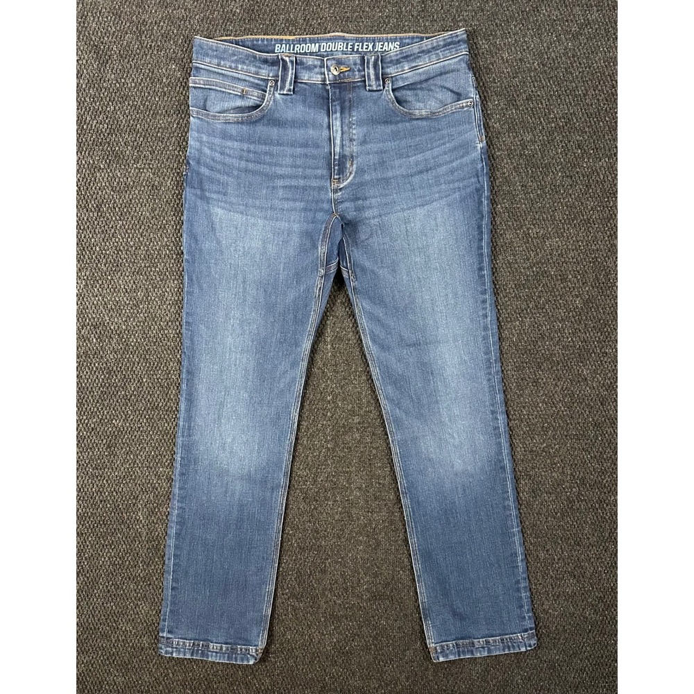 Duluth Trading Co Ballroom Double Flex Jeans Mens 34x32 Slim Fit Medium Denim